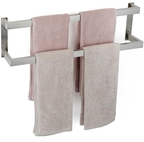Womamny Handtuchhalter, 60 cm Doppellagiger Gästehandtuchhalter, Handtuchregal Edelstahl, Wandmontage Badetuchhalter, für Küche und Badezimmer