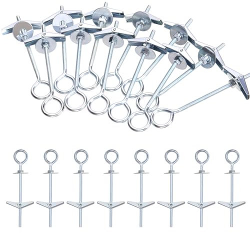 Glarks Lot de 15 boulons à œillet M4 en forme de O pour cloison sèche, boulons à bascule, ancrages papillon, boulons à ressort pour plafond, sheetrock, mur creux