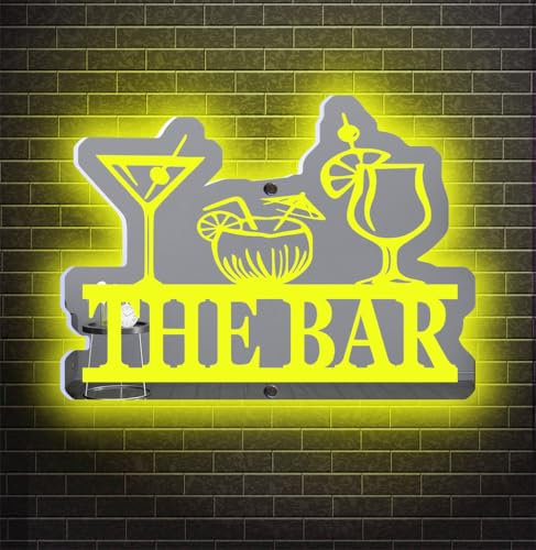 MYZQIFF Personalisierte Name LED Spiegel Bar Neon Zeichen, benutzerdefinierte Beleuchtung Bar Spiegel Zeichen für Wand Dekor Dimmable Gravur LED Bar Lichter, Bar Zeichen für Bistro Party