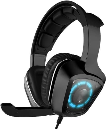 HOUDISAM Casque USB PS4 Haut de Gamme, Son Surround 7.1, Casque de Jeu PC avec câble et Micro antibruit for Ordinateurs Portables, Ordinateurs, avec lumière RVB
