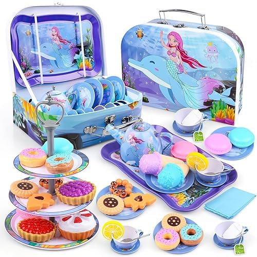 Set da tè per bambini, 36 pezzi, motivo: sirena