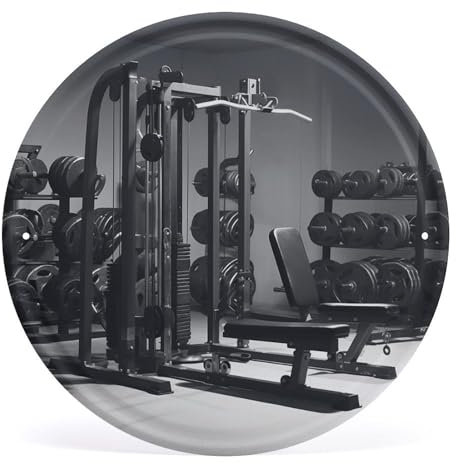 Gym Equipment Metal Tin Sign Vintage Iron Hanging Painting Round Metal Poster Plaque Retro Pattern Porch Signs Poster for Farmhouse Kitchen Home Decor