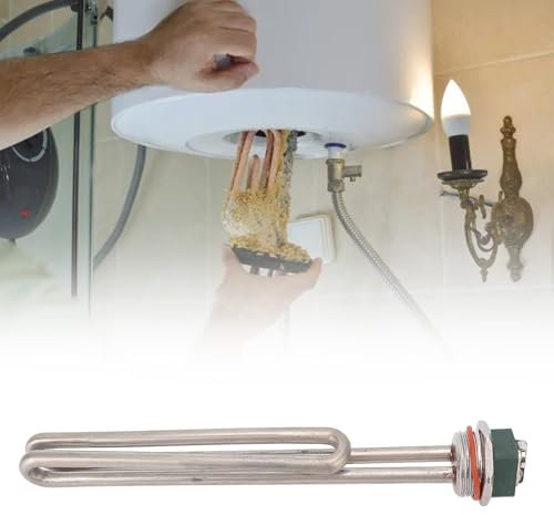 Electric Water Heater Tune Up Kit Water Heater Heating Component Replacement 1-1/4in Universal Stainless Steel Heating Tube for Immersion Submersible 2000W for Hot Water and