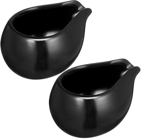 Cabilock Lot De 2 Pots à Lait En Céramique Noir, Finition Soignée, Capacité Compacte, Adaptés Pour Lait, Miel, Sauces Chaudes Et Froides, Usage La Cuisine Et Service à Table, Décor Intérieur Pratique