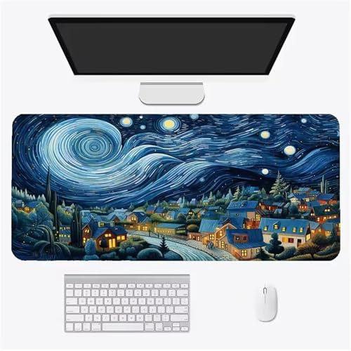 Alfombrilla Ratón XXL, 900x300x2mm Alfombrilla de Ratón Gaming, Grande Mouse Pad con Bordes Cosidos, Alfombrilla Escritorio Grande, Mejora la precisión y la Velocidad (Cielo Estrellado de Fantasía)