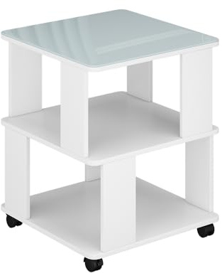 Vicco Couchtisch Velito, Weiß, 50 x 50 cm | mit Rollen für flexible Platzierung im Wohnbereich