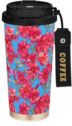 Glowing Red Phlox Flowers Travel Coffee Tumblers Mug with Lid Stainless Steel Insulated Cup for Car for Hot and Cold 17 oz Leakproof