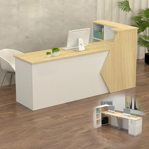 KAILODI Empfangstheke Rezeptionstheke Verkaufstresen aus Holz mit Stauraum – 100–300 cm Langer Kassentisch Theke für Büro Praxis Friseursalon Kosmetikstudio Laden Empfangsbereich Beratung