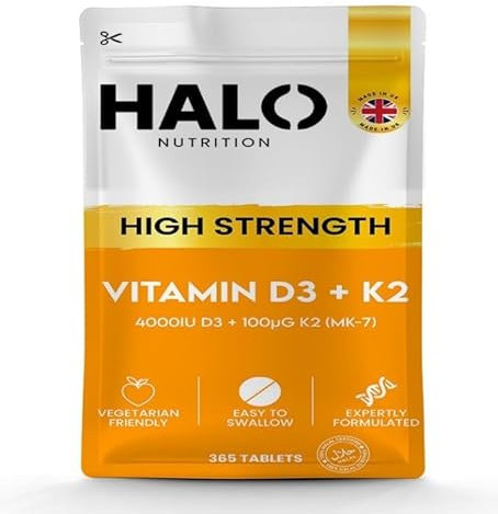 Vitamin D3 4000 iu & Vitamin K2 MK7 100μg - 1 Year Supply, 365 Easy-Swallow Vitamin D3 K2 Tablets, 1-A-Day High Strength Vegetarian D3 and K2 Vitamin Supplements, Made in UK Vitamin D Tablets