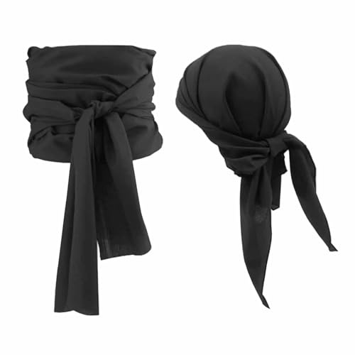 2 Stück Piraten Kostüm Zubehör Set,Kopftuch +Gürtel,Bequem Piratenhut,Pirate Accessories,Mittelalterliche Große Schärpe,Piraten Kopftuch Für Weihnachten Halloween Karneval Party Rollenspiel Dekoration