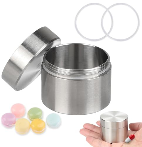 CAAGGMM Versiegelungsbox Edelstahl, 50 ml Edelstahldosen Klein Teedosen mit Deckel, Tragbare Kanister mit Dichtungsring, Teeblatt Kanister Behälter Versiegelt Dose, für Teeblätter und Tabletten