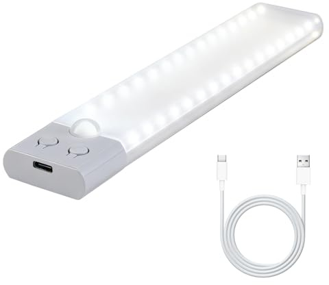 Motion Sensor Lights Indoor 48 LED Automatic Night Light 1W Rechargeable Indoor Super Long Battery Cupboard Light for Wardrobe, Bedroom, Stair, Cabinet, Kitchen, Hallway (White)
