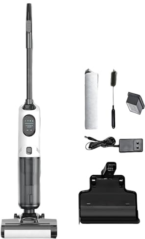 Lissontine Fregona Eléctrica Y Aspiradora Ligera Inalámbrica, Limpieza De Pisos De Madera, Baldosas Y Alfombras, Autopropulsada, Pantalla LED, Uso Doméstico Familiar, No Requiere Detergente Standard