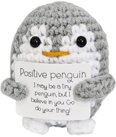 Positive Penguin Geschenk,Mini Geschenke Pinguine,Positive Pinguin Sorgenfresser Puppe,Pocket Hug Pinguine mit Karte,Kleines kuscheltier Glücksbringer Motivierende Geschenke für Freundin Weihnachten