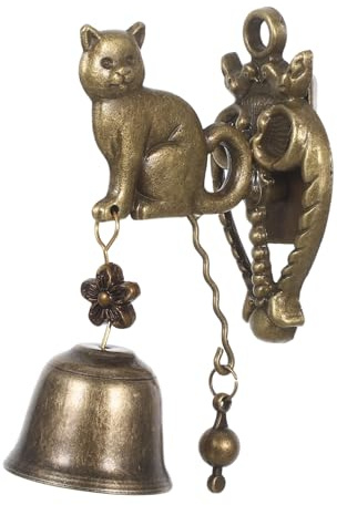 Sosoport Vintage Katzen Türglocke aus Metall mit Nostalgischem Retro Design Wetterfeste und Einfache Installation Dekoration für Haustür und Außenbereich