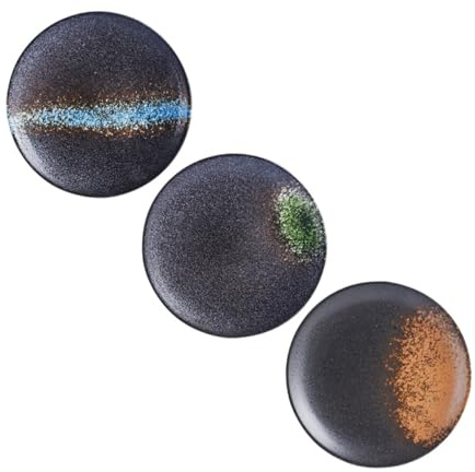 Plat Rond en Céramique, Lot de 3, pour Fruits et Snacks, Usage Maison | Assiettes Plates Réutilisables, Faciles à Nettoyer, Adaptées aux Cantines et Maison