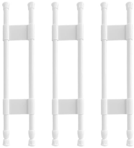 Packool 3-pack dubbla kylskåpsstänger för husbilar, justerbara skiljeväggar för dubbla kylskåpsstänger, fjäderspännstänger med gummispetsar, 40–70 cm (15,8–27,6 tum)