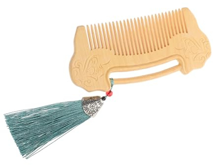 Hohopeti Handmade Fine Tooth Boxwood Comb with Ruyi Lock Carving Wooden Massage Comb for Scalp Relaxation for Men and Women Grooming