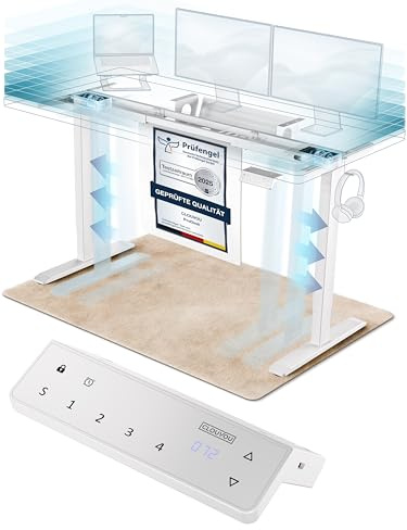 CLOUVOU ProDesk Schreibtischgestell höhenverstellbar elektrisch [TESTSIEGER] Dual-Motor Höhenverstellbarer Schreibtisch Gestell (120kg Tragkraft) mit Memory-Funktion, 2xUSB und Kabelversteck