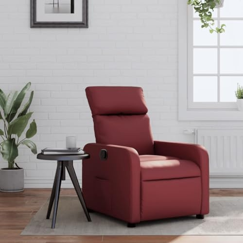 Frdhee Relaxsessel, Ohrensessel Fürs Wohnzimmer, Lehn Sessels, Relaxsessel Weinrot Kunstleder Fürs Schlafzimmer, Esszimmer, Homeoffice, Einfache Montage
