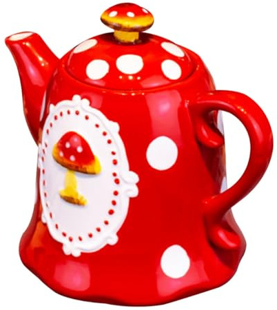 WESIEVYA Jarra de Cerámica para Agua Fría Tapa, Capacidad Grande, Resistente al Calor para Uso Doméstico, Tetera Estilo Hongo Adecuado para Té, Jugo y Bebidas en Cocina Hogar