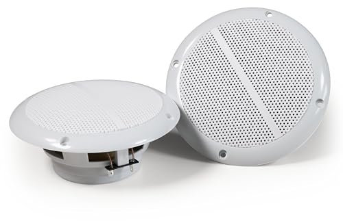 Confezione da 2 diffusori da incasso per ambienti umidi, 15W RMS, 80W di uscita musicale