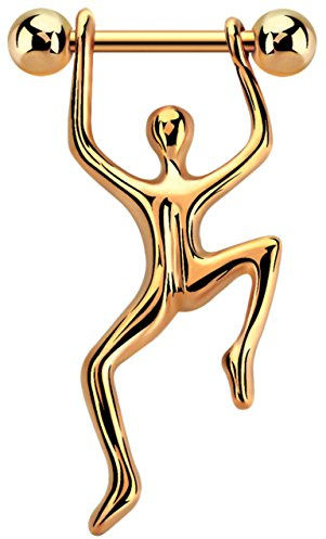 Modern Nature Piercingschmuck Brust Piercing Mann mit Stab und Kugeln aus Rosegold in 1,6 mm