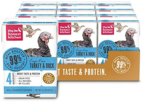 The Honest Kitchen Human Grade Meal Booster: 99% Turkey & Duck Dog Food Topper, 5.5 oz (Pack of 12)