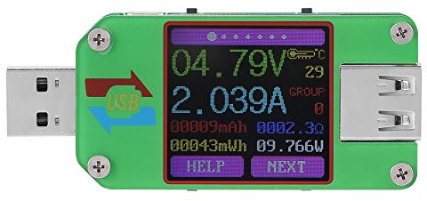 USB Meter Tester, 2.0 Color LCD Display USB Tester Voltage Current Power Meter Energy Capacity Measure(UM24)