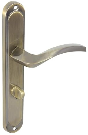 domino Türgriff 78 Drückergarnitur WC - Badezimmer Set Links & Rechts Türbeschlag für WC/Badezimmertüren L-Form Türbeschläge aus AluminiumBronze Türdrückergarnitur ENIGMA M3