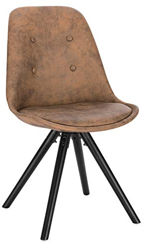 WOLTU Sedia per Sala da Pranzo in Tessuto Gambe di Legno Seduta Imbottita con Schienale Senza Braccioli Marrone Scuro