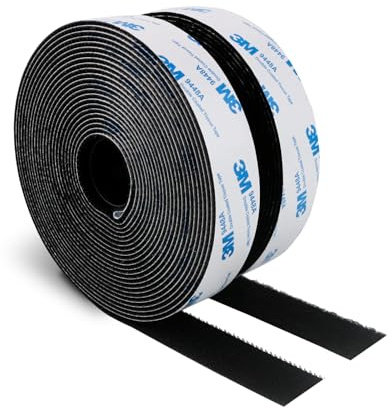 Självhäftande tejp, 19 mm x 6 m, extra stark, svart, hållbar med självhäftande nylonstativ för manuellt arbete, gör-det-själv-projekt och reparationer