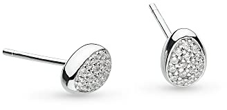 Kit Heath Coast Pebble Glisten Pavé Stud Earrings - Sterling Silver with Pavé Detailing, Organic Pebble Design, Perfect for Adding Subtle Sparkle to Your Look