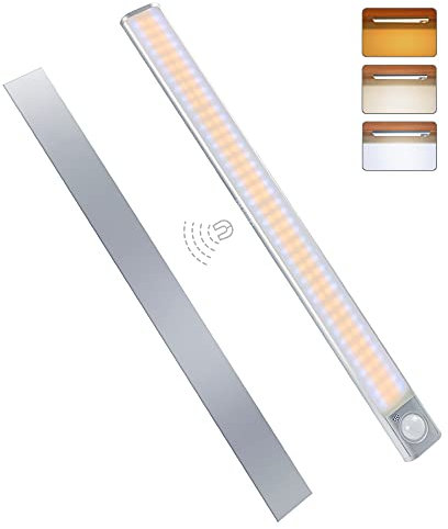 MERTTURM Luce per Armadio 160LED, Lampada Armadio con Sensore Movimento, USB Ricaricabile, 3 Temperature di Colori, Luce LED con Striscia Magnetica Adesiva per Cucina, Corridoi, Garage