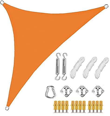 QIAOH Vela Ombreggiante Triangolare 6x6x6m, Tende da Sole per Esterno,Antivento Impermeabile Protezione Raggi UV, per Terrazza Campeggio Giardino