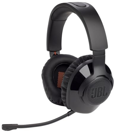 JBL Quantum 350 Over-Ear Gaming Headset – Wireless 2.4 GHz und USB-C-Anschluss – Mit abnehmbarem Boom Mic und QuantumSurround Sound – Schwarz