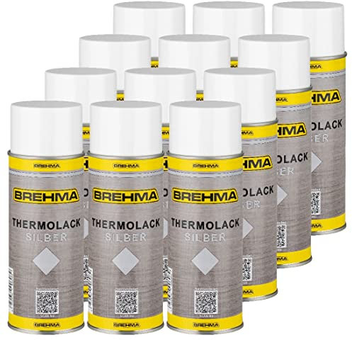 12xBREHMA Thermolack silber 400ml bis 600°C hitzebeständig Schutz Lack abriebfest