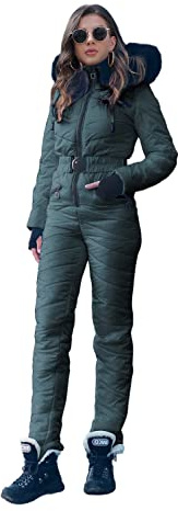 Yousify Womens Onesie Ski Suit Winter Outdoor Sports Waterproof Snowsuit Jumpsuits Jacket