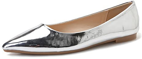 DAILAN JEANNA Moda semplice lucido a punta casual e confortevoleBallerine scarpe per le donne, Argento, 38 EU