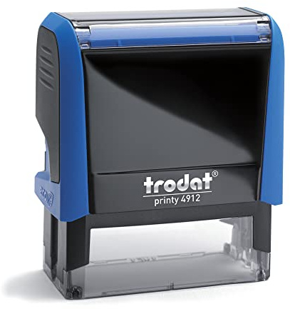 Trodat Printy Line 4912 (Bleu, Large 47x17 mm) - Tampon encreur professionnel personnalisé, auto-encreur, tampon d'entreprise, tampon d'adresse