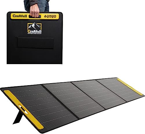 Craftfull Solarpanel faltbar 60w 100w 200w 300w - Solartasche Outdoor - Solarmodul für tragbare Powerstation - Balkonkraftwerk - Solaranlage mit 3 x USB Anschluss - Camping Solargenerator (200 Watt)