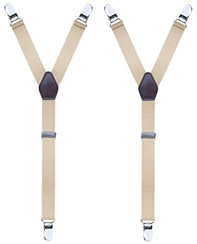 WannGe Herrskjorta Stays Adjustable Elastic Y-Style Garter Straps Socks Halkfria Clamps, Beige, En Storlek