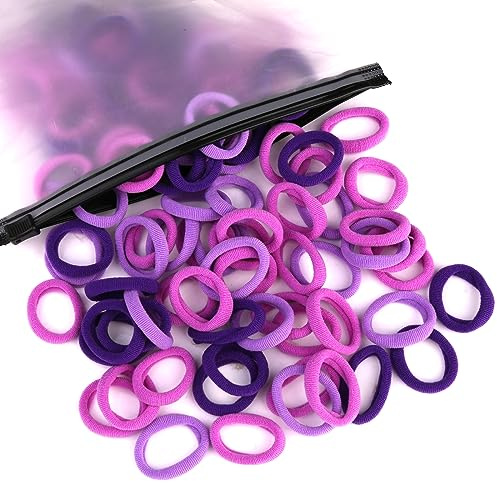 100 st babyhårband, bomullshårband för flickor och barn, flerfärgade, små sömlösa hårband elastiska hästsvanshållare barn, småbarn, hårband (blandad lila