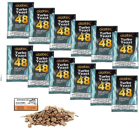 12 x Turbohefe - Alcotec Pure 48-135g, Hefe zur Zuckergärung, Turbo Hefe, Hefe für Maische, Hefe für die Gärung, Wodka-Hefe