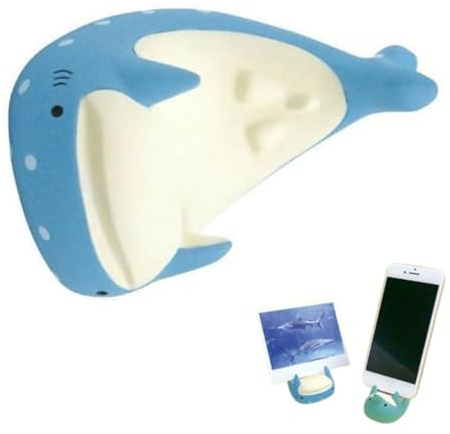 Cyrank Small Phone Stand, Resin Cute Shark Shape Small Desk Cellphone Stand Phone Holder for Desk Mount Cute Shark Cell Phone Stand Desktop Tablet Holder Desk Stand for Cellphone Tablets Home Decor