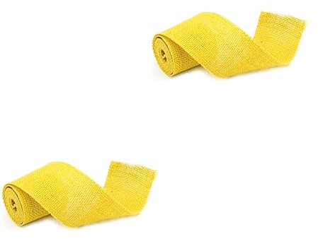 EXCEART Schleife 2 Stück Weihnachts-Bastelband Jute-Sackleinenband Naturband Gelbe Blumengirlande Blaues Kräuselband Rustikales Basteln Stoffgürtel Gelbe Herbst-Makramee-Girlande