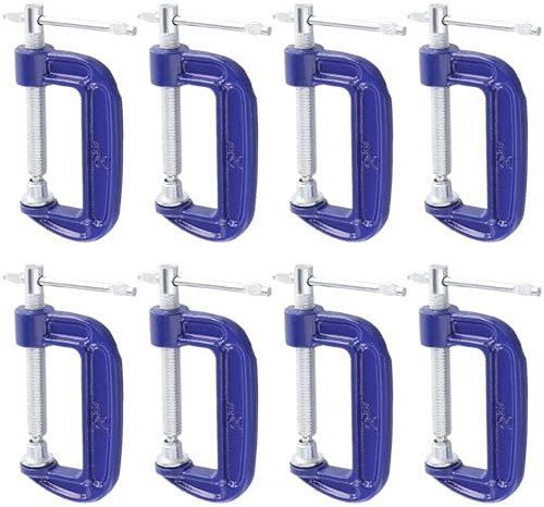 JAPCHET 8 PCS 2 Inch C Clamps, Blue Metal G Clamps, Jaw Opening 50mm Screw G Clamps for Assembly, Fastening