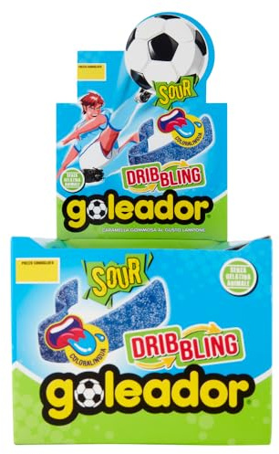 Goleador Dribbling Blu, Caramelle gommose, Gusto Lampone Frizzante, Sour, Confezione da 144 Belts, per una vera Esplosione di Gusto e Divertimento