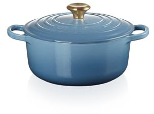 Le Creuset Cocotte redonda de hierro fundido, 20 cm, 2, 4 L, Todas Las Fuentes de Calor Incl. inducción, Chambray, 21177204344441