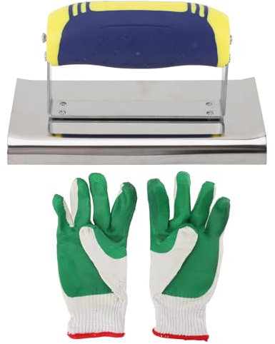Natudeco Trockenbaukelle aus Edelstahl, Flacher Kellengriff, Eckkelle, tragbarer Wandspachtel mit Handschuhen für BAU und Heimwerker